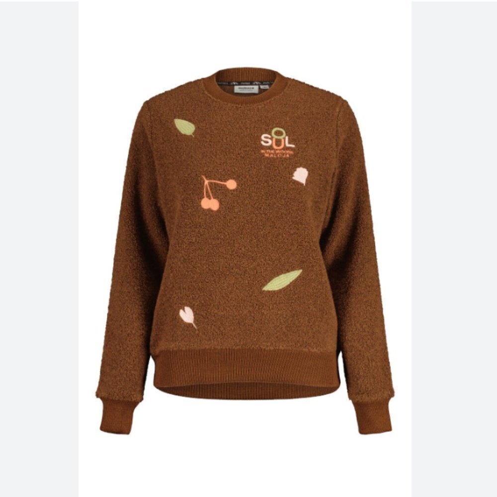 MALOJA  BROWN PASTEL EMBROIDERY TEDDY FLEECE SWEATER STYLE 32439 - S